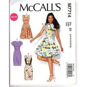 McCall's M7714 Misses and Petite 14 to 22 Fitted Dresses Uncut Sewing Pattern